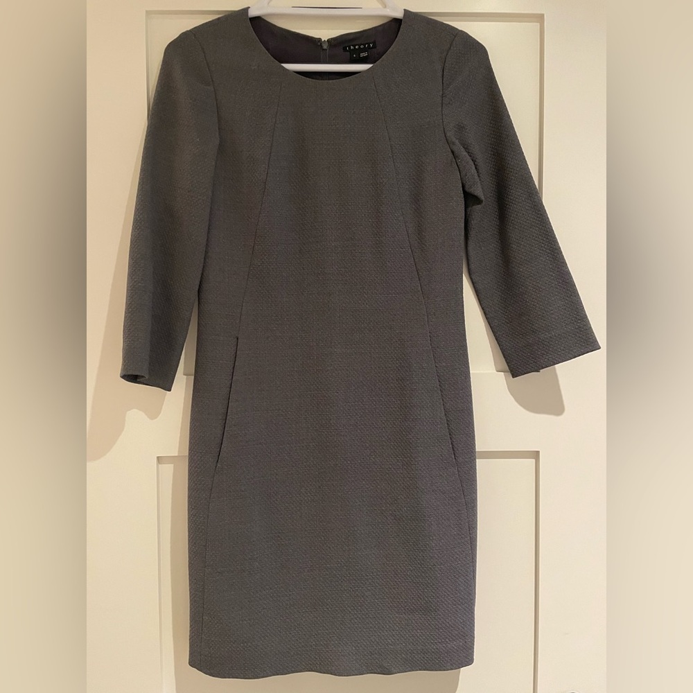 Theory Charcoal Long Sleeve Dress